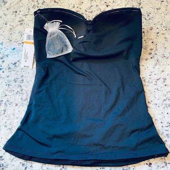 Anne Cole Women's Solid Twist Front Shirred Bandeau Tankini Swim Top ONLY - Picture 4 of 7